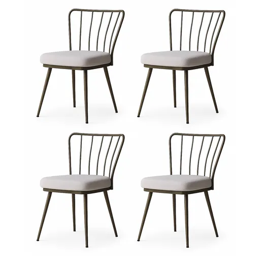 Sada jídelních židlí Yildiz Cream and Brown, 4 ks, 4 ks