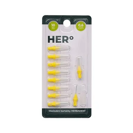 Herbadent HERo 0,6 mm náhradní mezizubní kartáčky 10 ks žluté