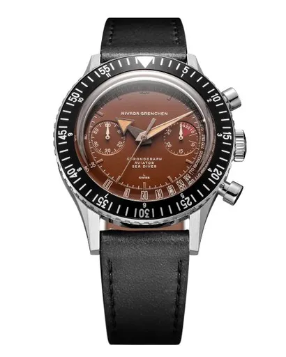 Nivada Grenchen Chronomaster Tropical 41mm - Black leather