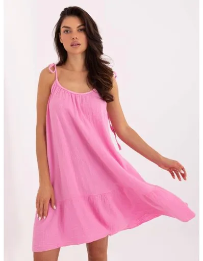 Růžové mušelínové šaty na léto OCH BELLA