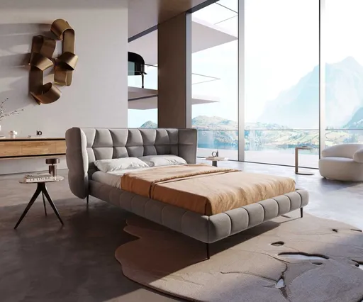 Čalouněná postel Capujo 140x200 cm mikrovlákno šedá