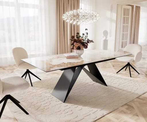 Jídelní stůl Edge 180-220x100 keramika Minas Melange bílo