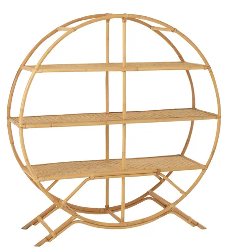 Přírodní ratanový kulatý policový regál Nattio Rattan - 150*40*150cm 31055