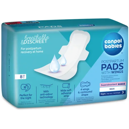 Canpol babies Postpartum Pads With Wings porodnické vložky na noc 8 ks