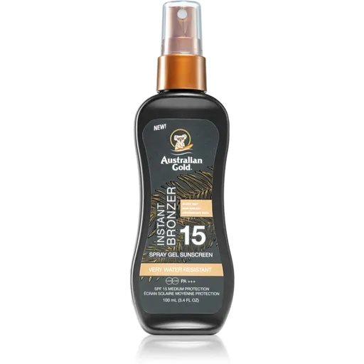 Australian Gold Instant Bronzer ochranný sprej na opalování s bronzerem SPF 15 100 ml