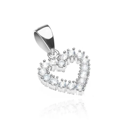 Stříbrný přívěsek 925 - srdce ze třpytivých zirkonů