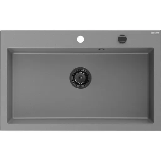 MEXEN/S Elix granitový dřez 1-miska 800 x 500 mm, šedý, sifon černá 6527801005-71-B