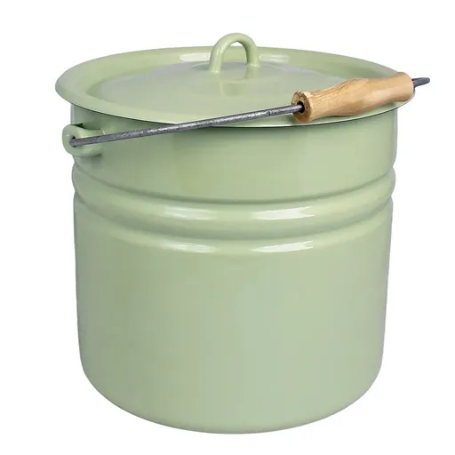 Zelený smaltovaný kbelík s víkem Emil´s Enamel Green - Ø 28*27 cm / 12L Strömshaga