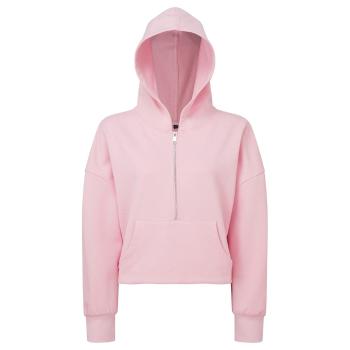 TriDri® Dámská mikina s 1/2 zipem a kapucí - Světle růžová | 2XS