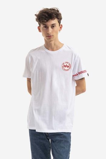 Bavlněné tričko Alpha Industries bílá barva, s potiskem, 128534.09-white