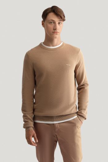 SVETR GANT COTTON PIQUE C-NECK DARK KHAKI