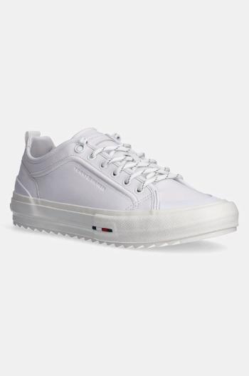 Kožené sneakers boty Tommy Hilfiger TH HI VULC CLEAT LOW LTH bílá barva, FM0FM05452