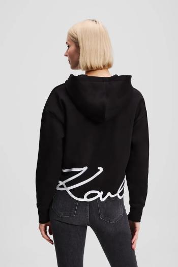 Mikina Karl Lagerfeld čierna farba, s kapucňou, s nášivkou, A3W20067