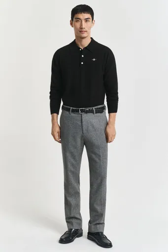 KALHOTY GANT FLANNEL HERRINGBONE SUIT PANTS ANTRACIT MELANGE