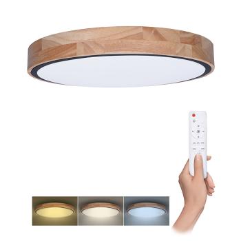 Solight Dřevěné LED stropní svítidlo kulaté 400mm 24/48W CCT s DO WO8005