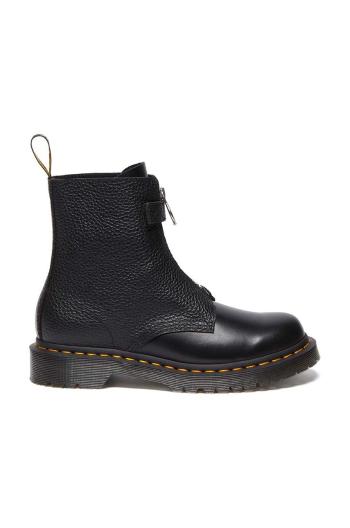 Kožené kotníkové boty Dr. Martens 1460 Pascal Frnt Zip dámské, černá barva, na plochém podpatku, DM32054001