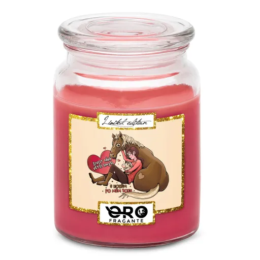 Svíčka Život dává smysl s koněm (Vůně svíčky: Višně v čokoládě)