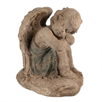 Béžovo-zelená antik dekorace socha anděl Angel Baroque - 37*27*36 cm 6MG0103