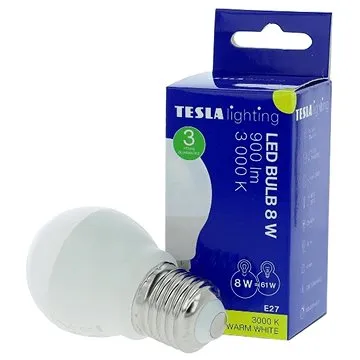 TESLA LED žárovka miniglobe BULB E27, 8W, teplá bílá (MG270830-7)