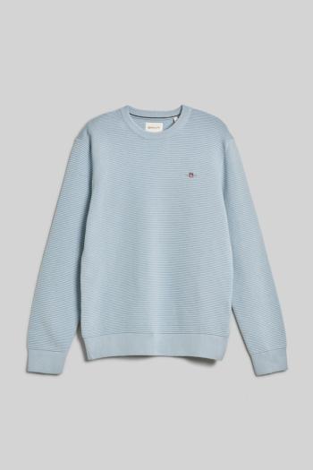 SVETR GANT TEXTURED COTTON C-NECK STORMY SEA