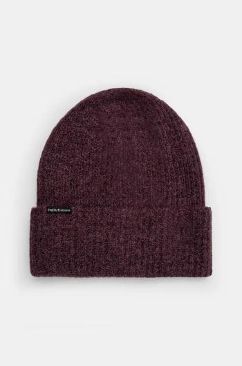 Vlněná čepice Peak Performance Woolblend Hat fialová barva, z tenké pleteniny, G80628