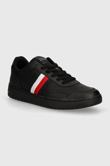 Kožené sneakers boty Tommy Hilfiger TH BASKET CORE LITE černá barva, FM0FM05116