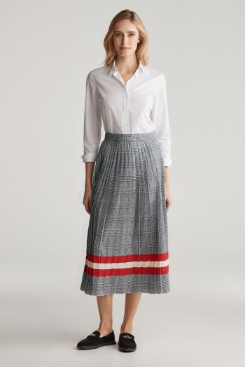SUKNĚ GANT CHECK PRINT PLEATED SKIRT EVENING BLUE