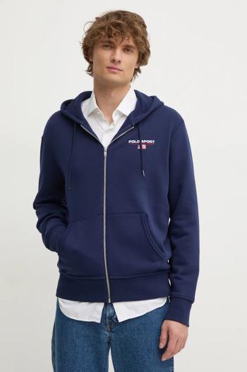 Mikina Polo Ralph Lauren pánská, tmavomodrá barva, s kapucí, hladká, 710949931