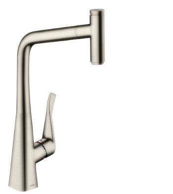 Drezová batéria Hansgrohe Metris Select M71 s vytahovací sprškou vzhled nerezu 14884800