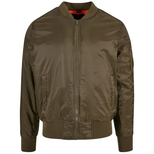 Build Your Brand Zateplený pánský bomber - Tmavě olivová | 4XL