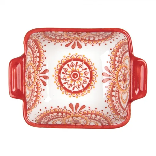 Hranatá miska s červeným vzorem Mibbo - 11*8*4 cm / 75 ml Clayre & Eef