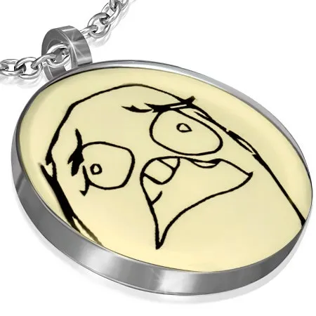 Přívěsek z oceli - HORROR MEME FACE, kulatý