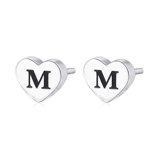 S'Agapõ Ocelové náušnice s písmenem M Click SCK106