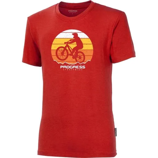 PROGRESS BARBAR BIKER Pánské bambusové triko, červená, velikost