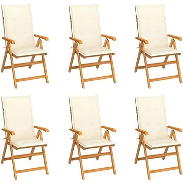 SHUMEE Křeslo zahradní s krémovými poduškami, teak 3065562 - 6ks v balení (3065562)