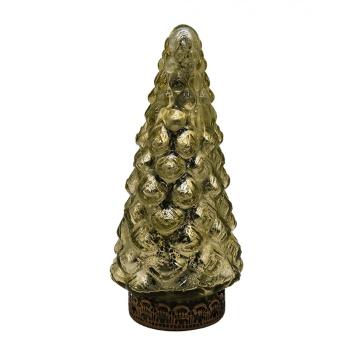 Zlatý skleněný dekorační svítící stromek LED Tree - Ø 8*16 cm  6GL4560