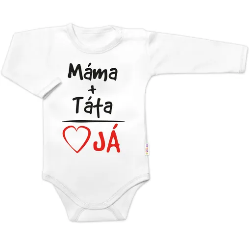 Baby Nellys Body dlouhý rukáv s vtipným textem, Máma+Táta, bílé, vel. 74