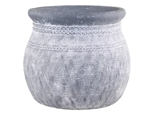 Šedý antik cementový obal na květináč se vzorem Cholet L - Ø 32*29cm Chic Antique