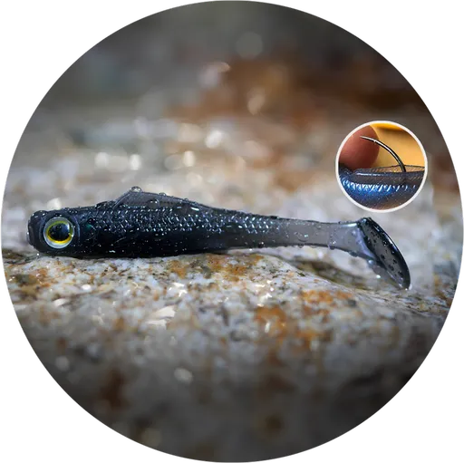 Redbass gumová nástraha ripper kicker dark black - xs 42 mm