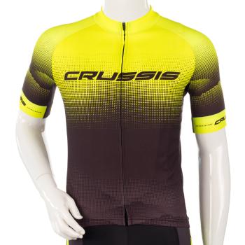 Cyklistický dres s krátkým rukávem Crussis CSW-056  černá-fluo žlutá  S