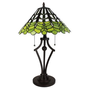 Zelená stolní lampa Tiffany Greena - Ø 41*62 cm E27/max 2*60W 5LL-6279