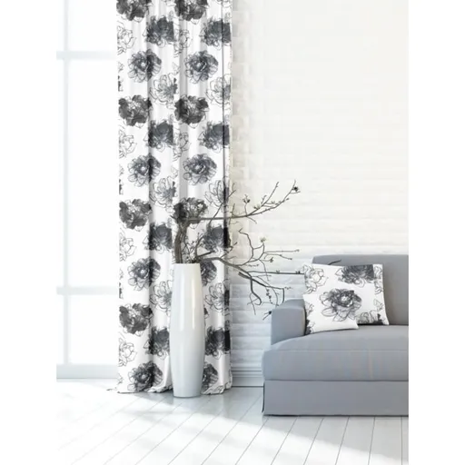 Závěs dekorační nebo látka, New York Deko růže, šedá, 150 cm 150 cm