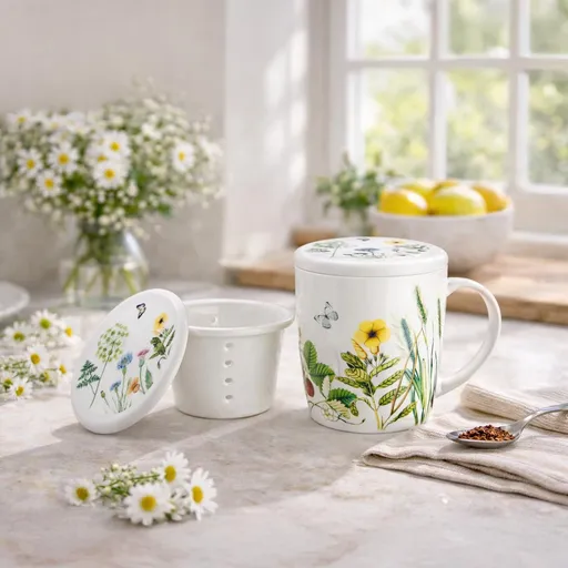 Gilde Porcelánová čajová sada Divoké květy, 300 ml