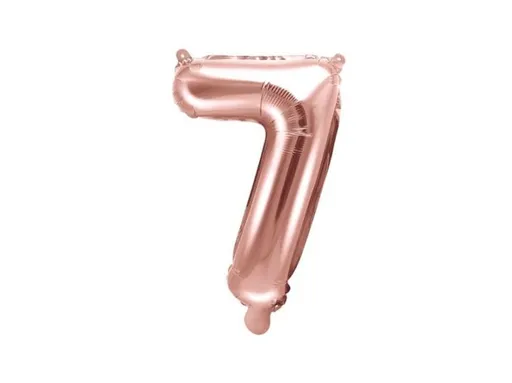 Balón foliový číslice růžovozlatá - Rose Gold 35 cm - 7 (NELZE PLNIT HELIEM) - PartyDeco