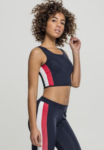 Urban Classics Ladies Side Stripe Cropped Zip Top navy/fire red/white - L