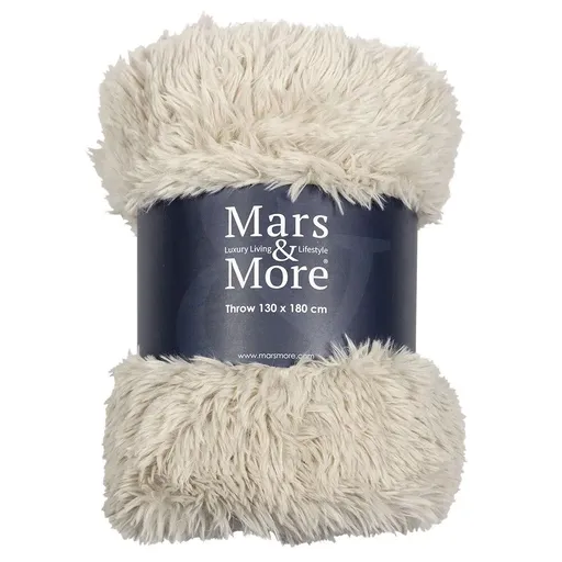 Světle béžová chlupatá deka / přehoz Lara - 130*180*2cm FXTRBB