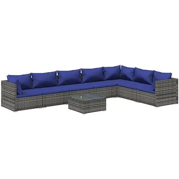 8dílná zahradní sedací souprava s poduškami polyratan šedá, 3101758 (3101758)