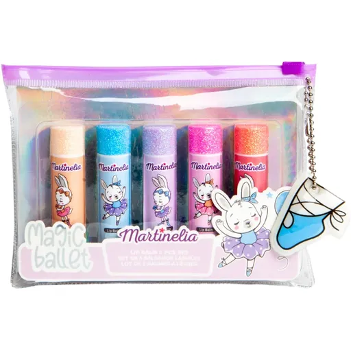 Martinelia Magic Ballet Lip Balm Set sada lesků na rty s pouzdrem pro děti 5x3.6 g
