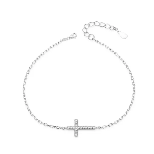 Agato Slušivý stříbrný náramek Křížek AGB763/21