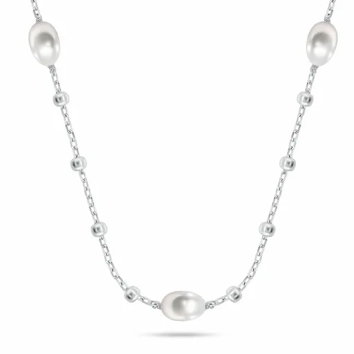 Brilio Silver Půvabný stříbrný náhrdelník s pravými perlami NCL215W